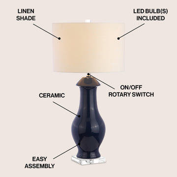 Liberty 31" Ceramic/Crystal LED Table Lamp - JONATHAN Y